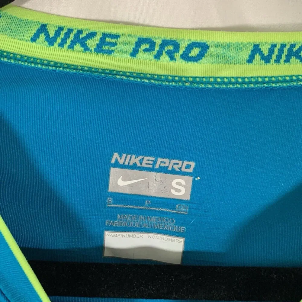 Nike Pro Shirt Women's Small Blue Vneck Long Sleeve Dri Fit Pullover - Picture 2 of 9